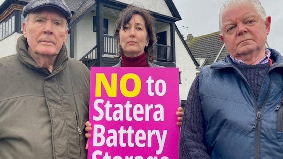 Protestors against the battery storage