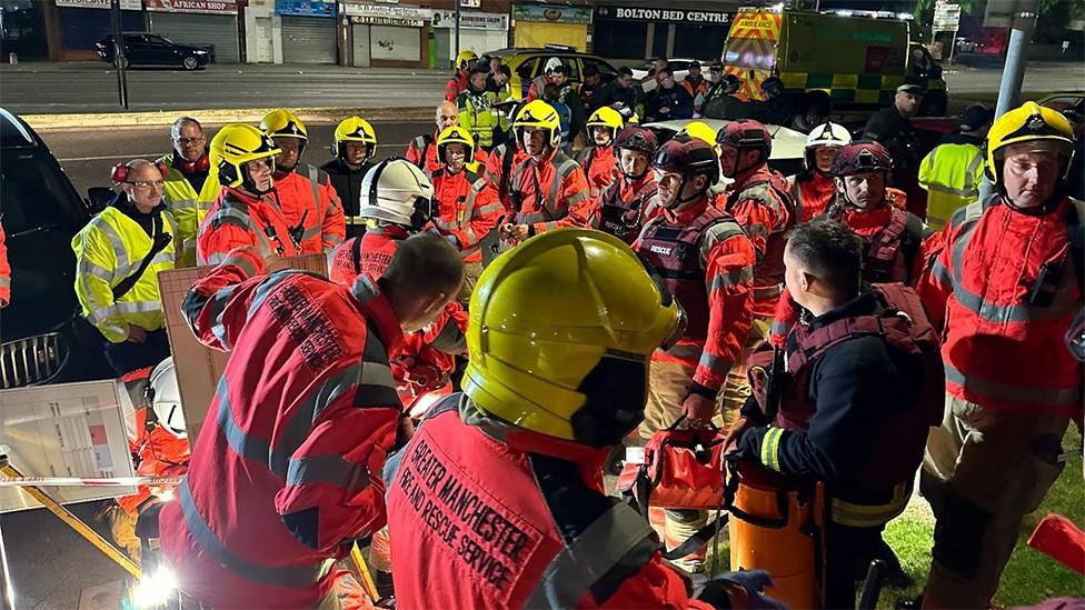 Greater Manchester Fire and Rescue officers in training exercise