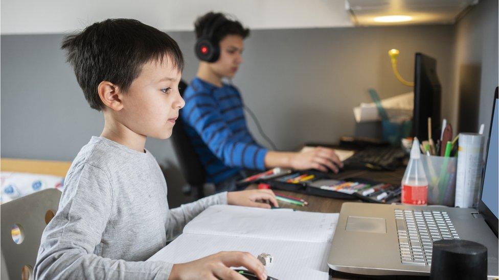 Children working on computers