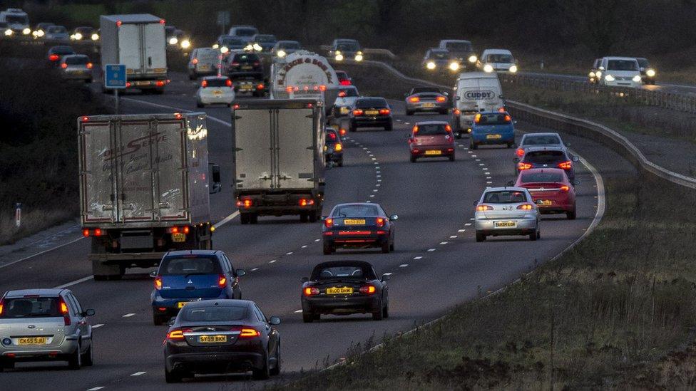 Cars and lorries on a motorway