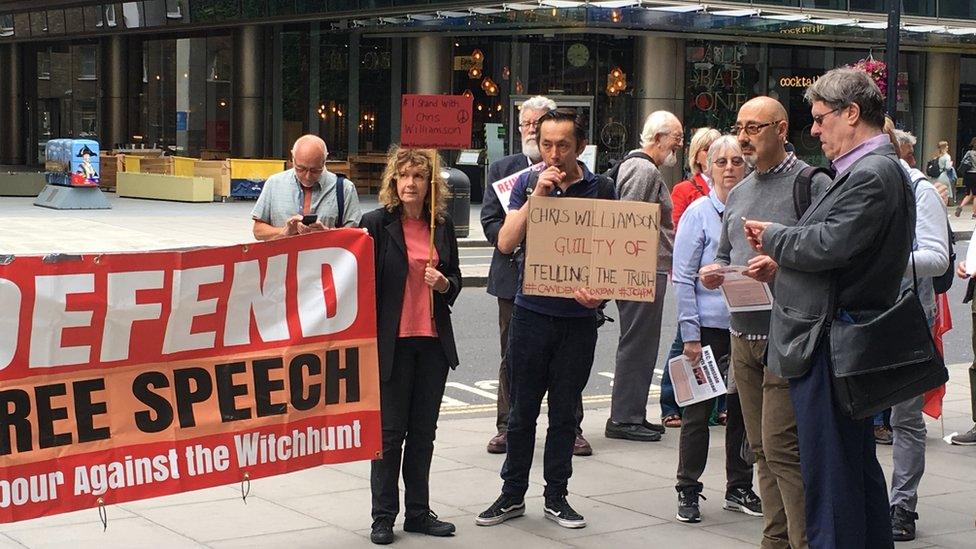 Supporters of Chris Williamson outside Labour's NEC headquarters