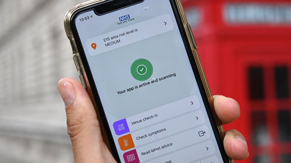 NHS Covid-19 app on a smartphone