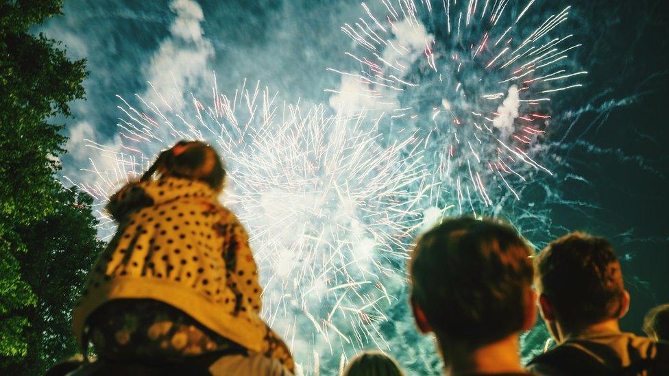 Children watching fireworks