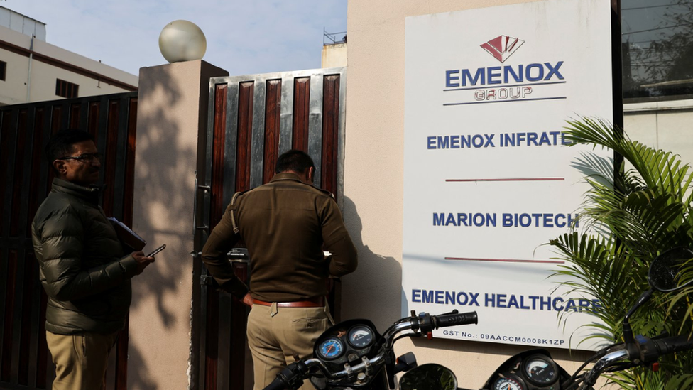 Police outside Marion Biotech offices