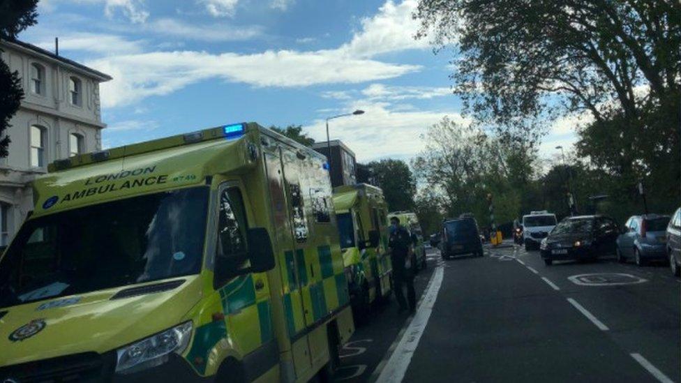 Ambulances outside La Sainte Union Catholic School