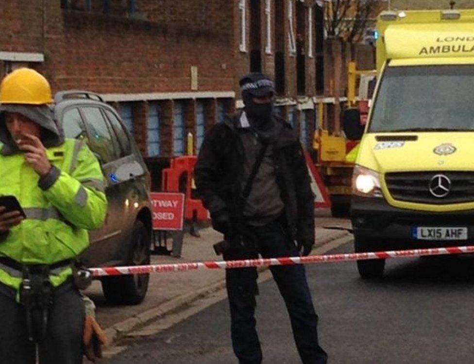 Armed police at the scene in Wood Green