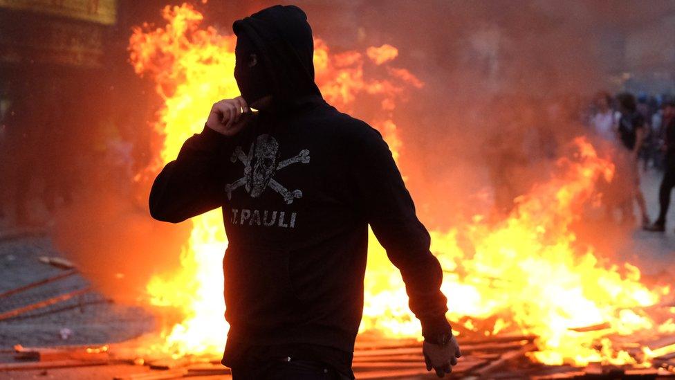 Masked anti-G20 protester, 7 Jul 17