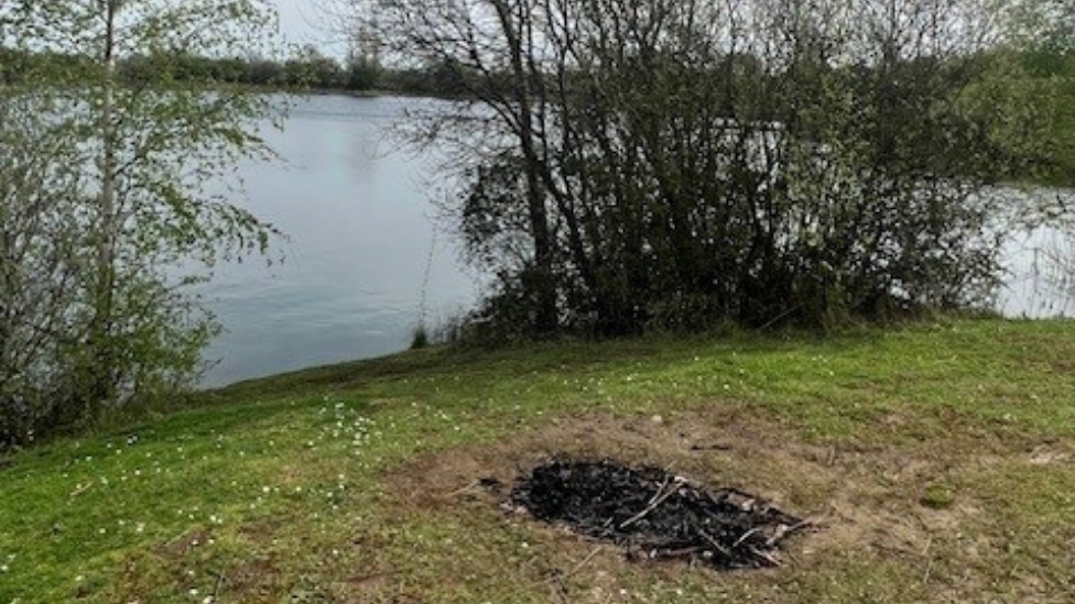 Burnt patch of grass at a nature reserve