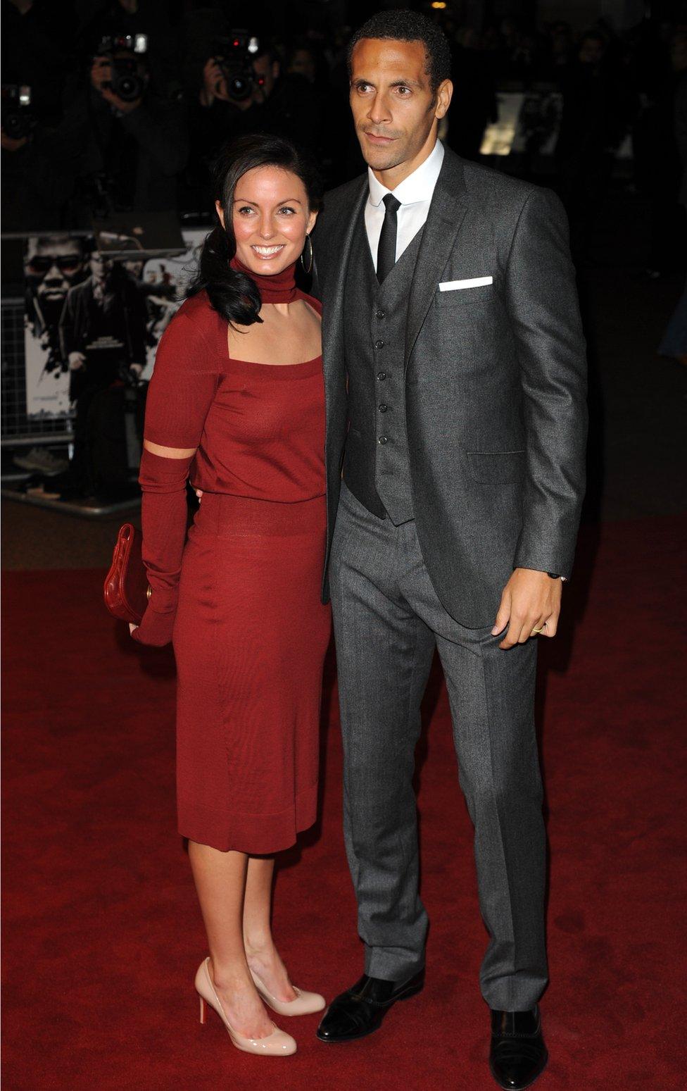 Rio Ferdinand and wife Rebecca Ellison at the premiere for Dead Man Running at the Odeon West End Cinema in Leicester Square, London.