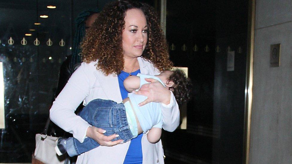 Rachel Dolezal holding her baby