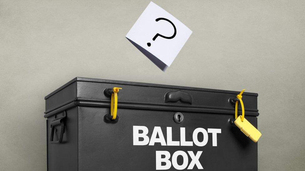 question mark over ballot box