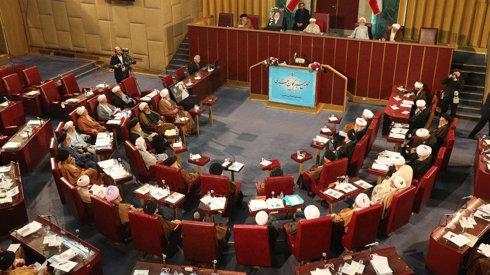 Members of Iran's Assembly of Experts attend a session in Tehran on 12 March 2019