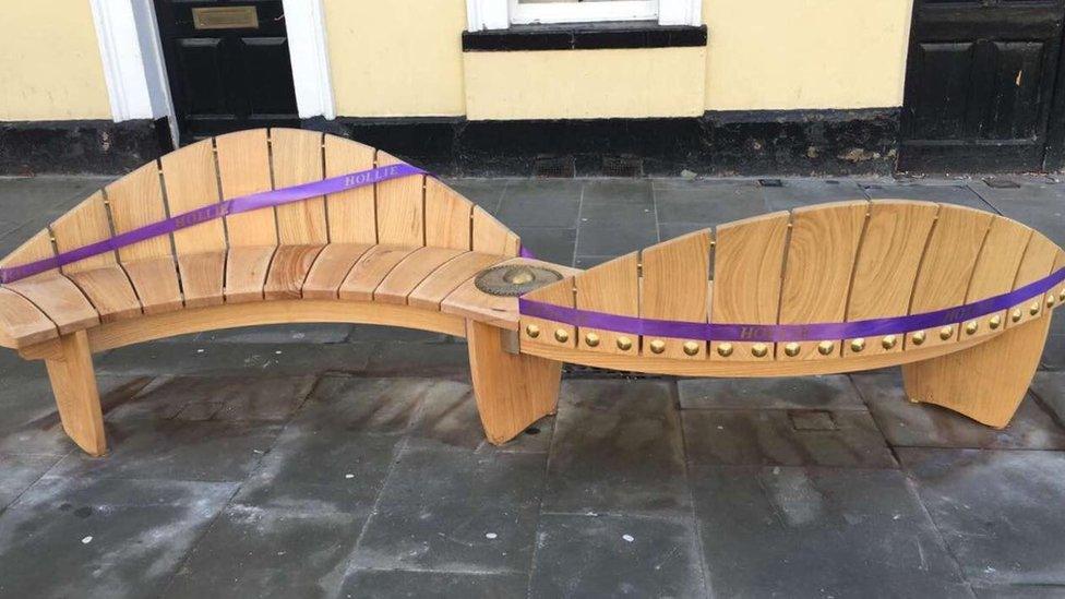 The Hollie Gazzard memorial bench in Gloucester