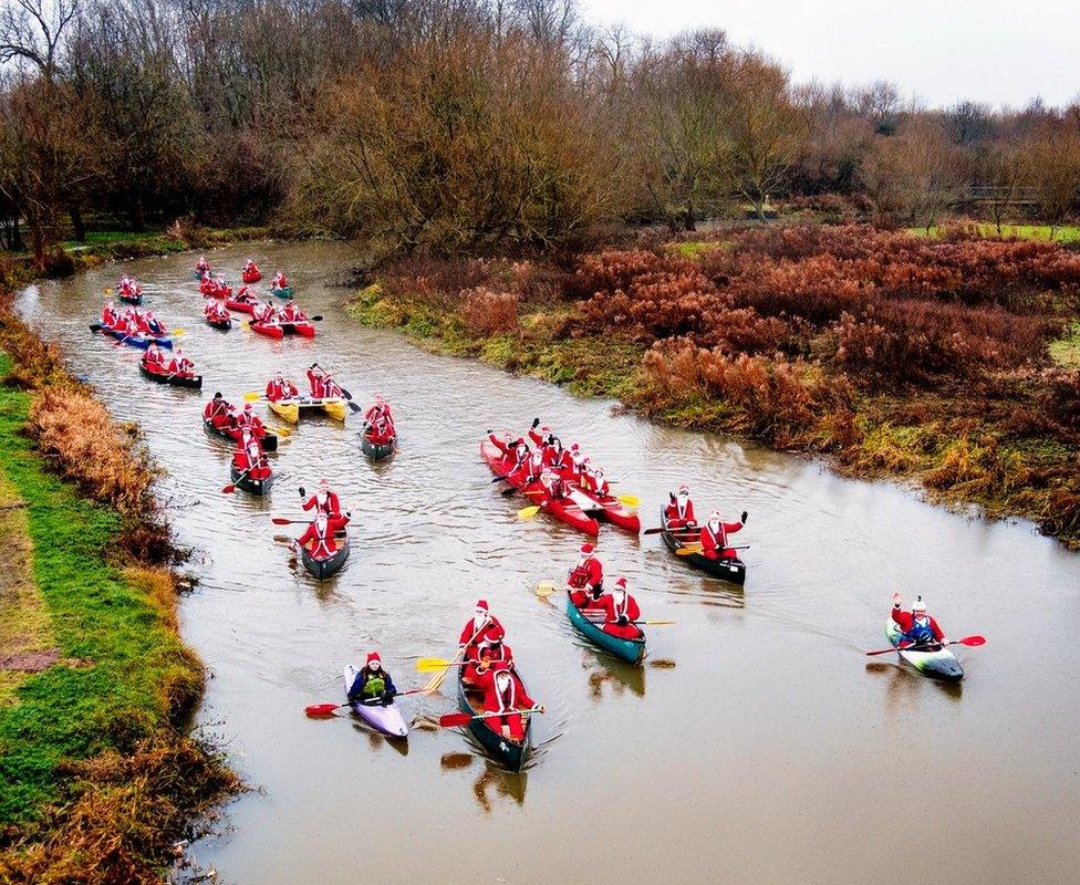 Santa paddle at Leicester Outdoor Pursuits Centre