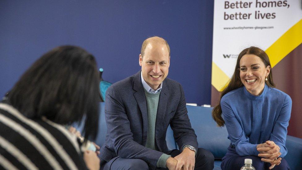 William and Kate speak to Lynnette Wilson during a visit to the Wheatley Group in Glasgow