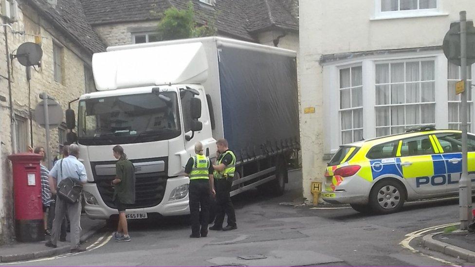 The lorry was released after two hours