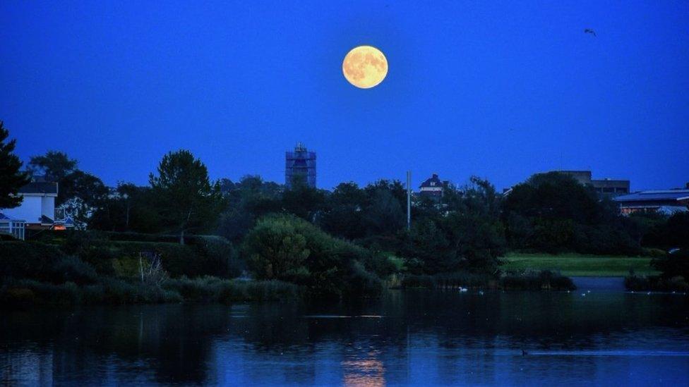 The supermoon over Llanelli