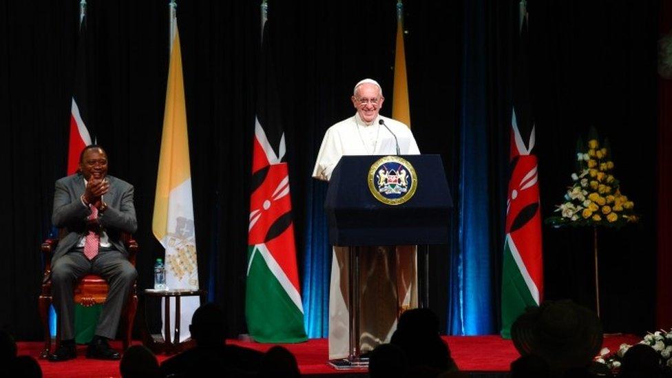 Pope talking to state house audience