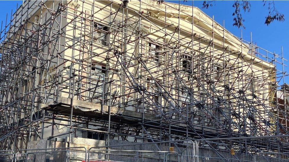 Scaffolding on The Royal Victoria Hotel in Newport