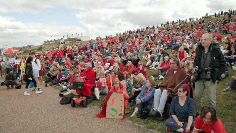 Protest at Tankerton beach