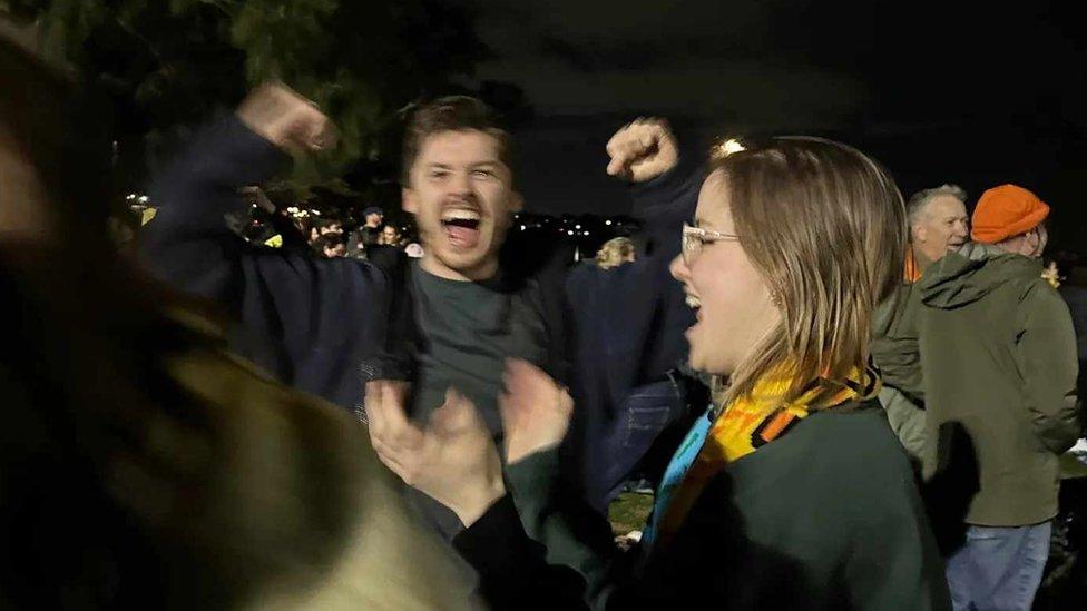 Lizzie Wilson celebrating a Matildas win with friends