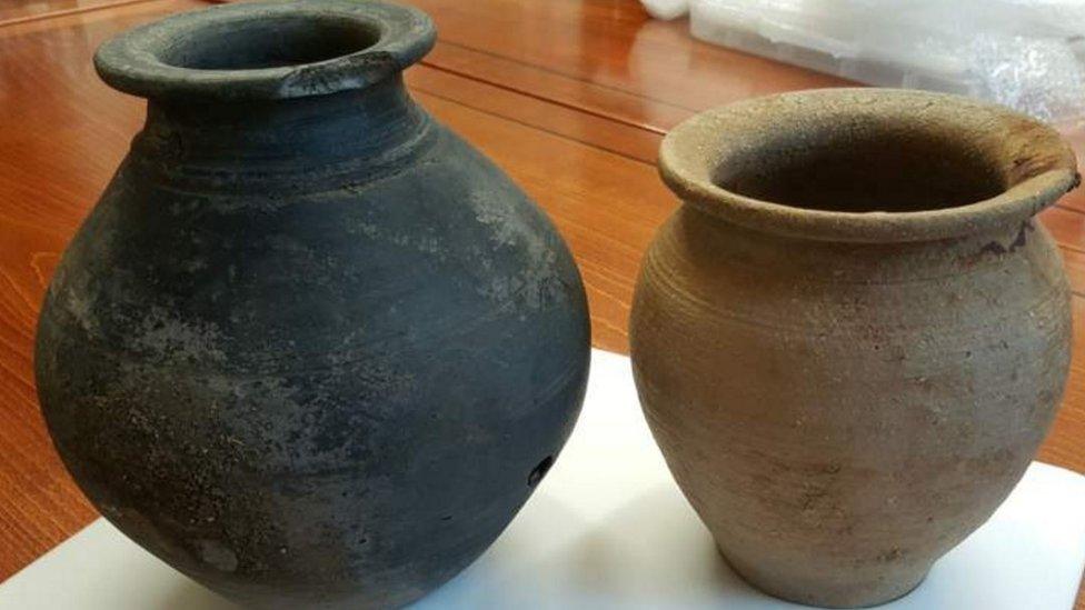 Pots excavated at Chester Farm