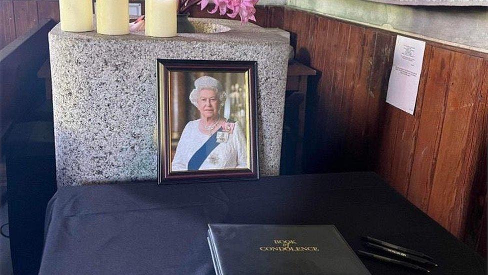 A photo of the condolences book