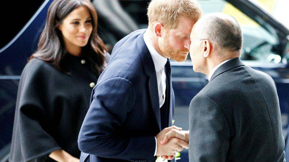 The Duke and the Duchess of Sussex arrive at the New Zealand High Commission in London