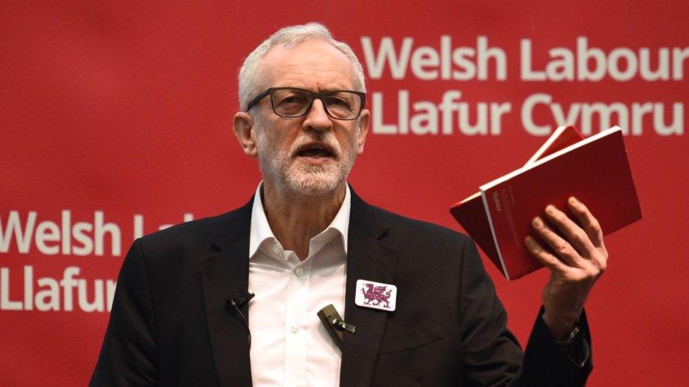 Jeremy Corbyn at a rally in Barry