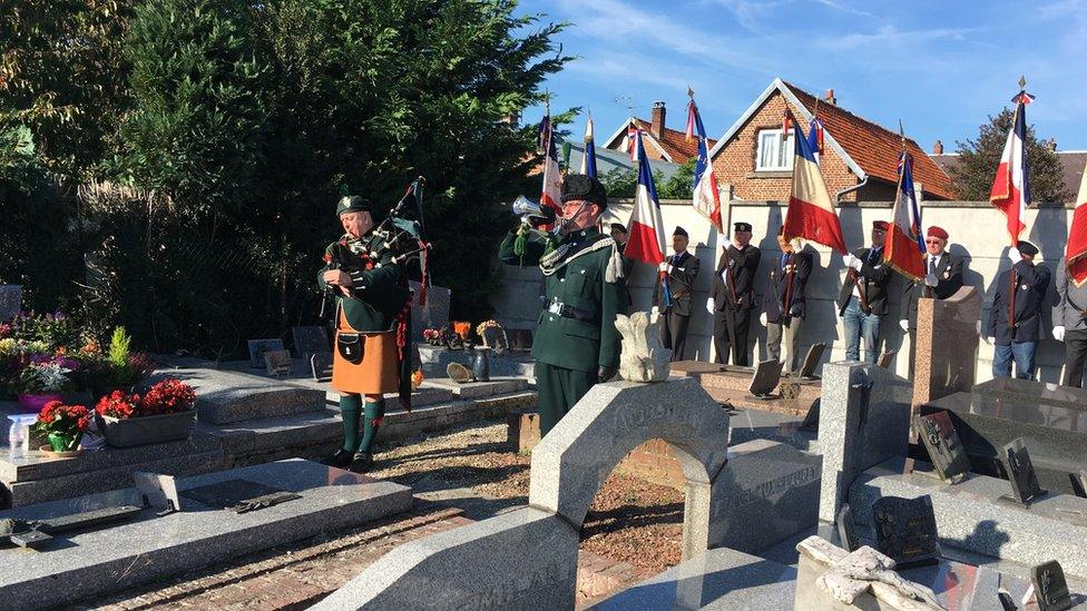 The ceremony in Ronssoy involved a dedication of a plaque to the battalion