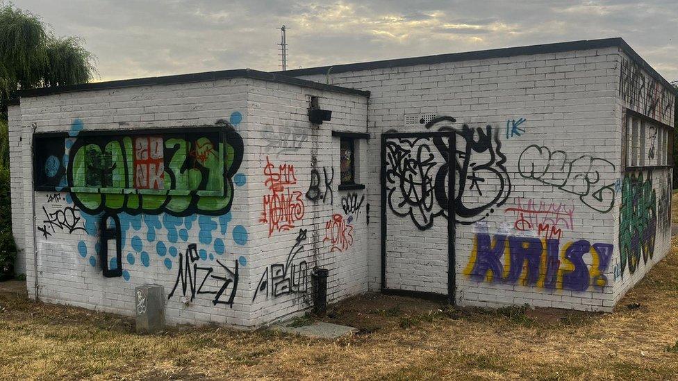 The toilet block before it was painted