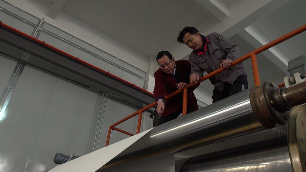 Song Junfu at his paper factory in Haining.