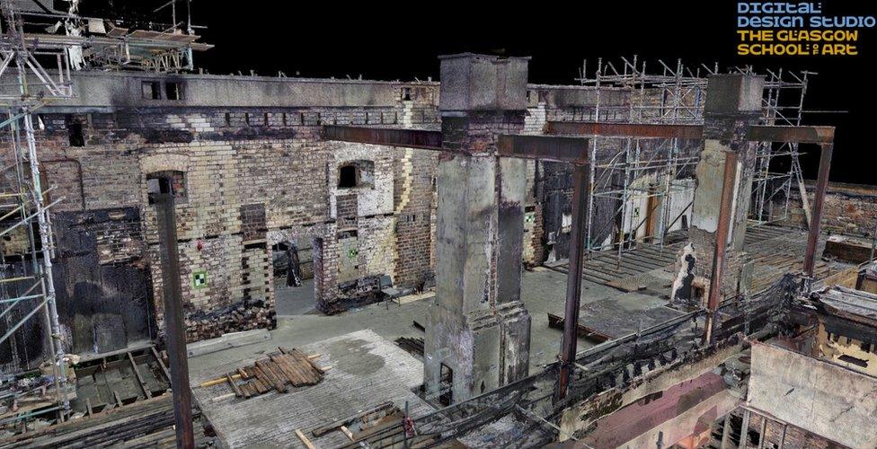 3D image of fire-damaged Mackintosh building