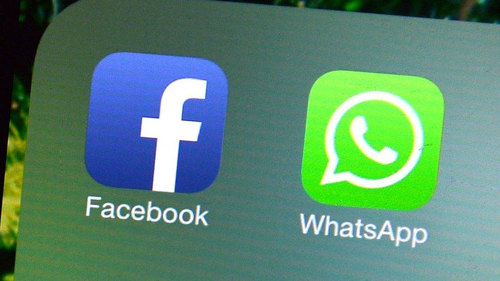 Facebook and WhatsApp icons