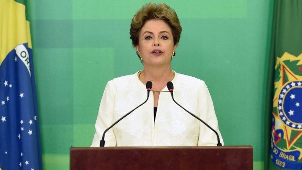 Dilma Rousseff during live televised speech in Brasilia