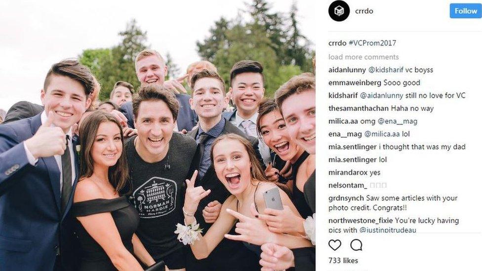 Photographer Cam Corrado captured the students' moment with PM Justin Trudeau