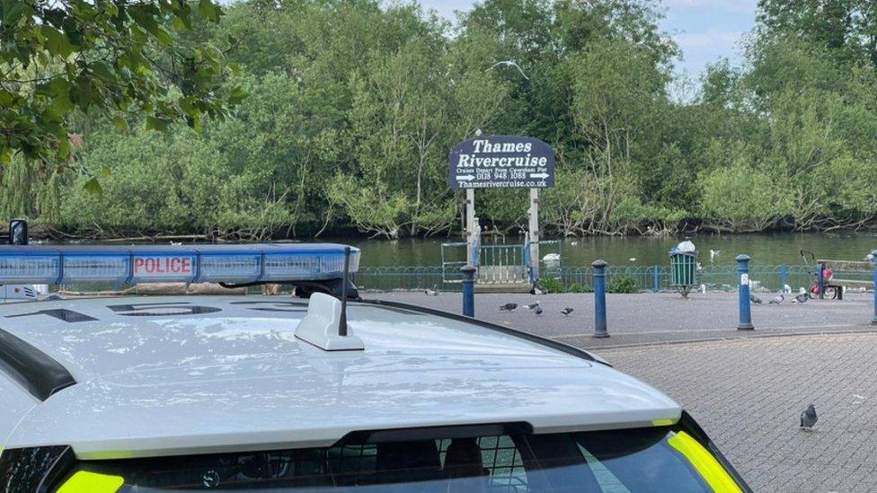 Police at Caversham Bridge