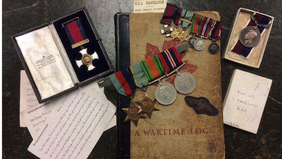 The wartime memorabilia, medals and journal