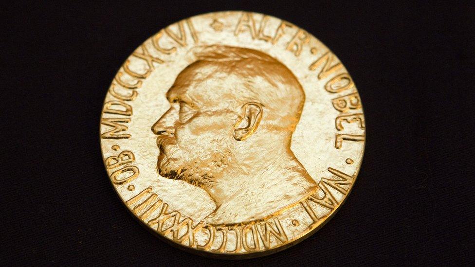 close up of Nobel medal awarded to Liu Xiabo in 2010