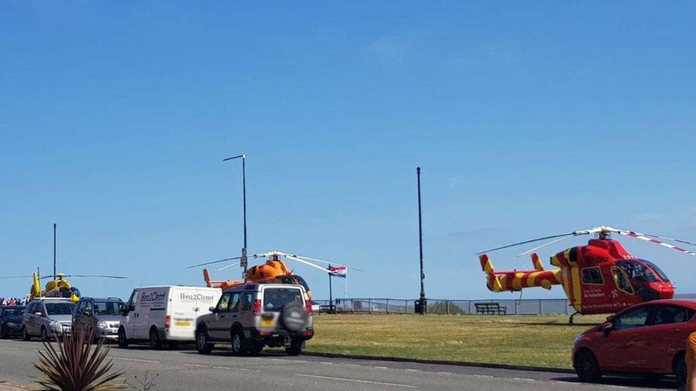 Emergency services at Clacton beach