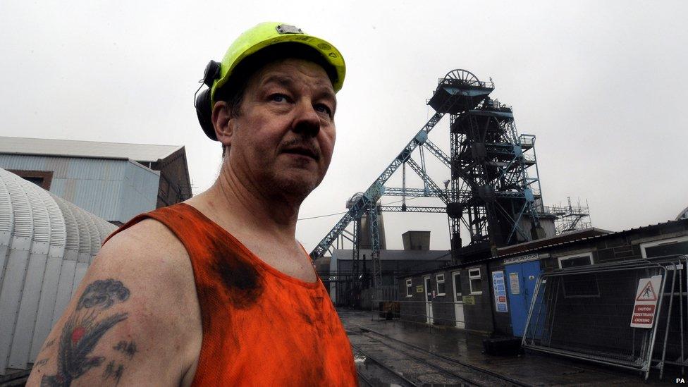 Miner Paul Mountjoy at Hatfield Colliery near Doncaster, following a ceremony to mark the closure of the pit.