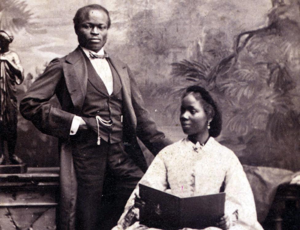 Sarah Forbes Bonetta with her husband James Davies