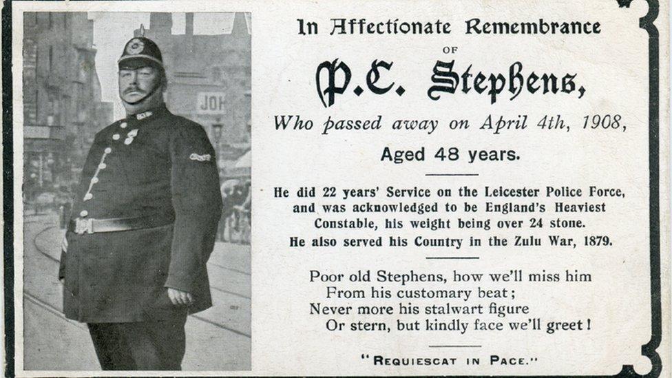 Memorial postcard for PC Stephens