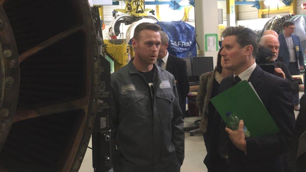 Keir Starmer at GE Aircraft Engineering in Nantgarw