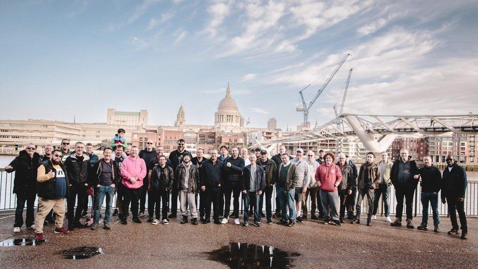 Members of The Proper Blokes Club gather for a walk