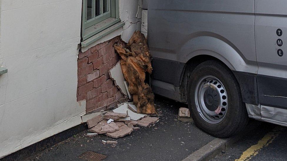 Damage caused after a building crash