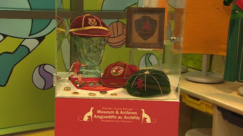 A Welsh football display at Wrexham Museum