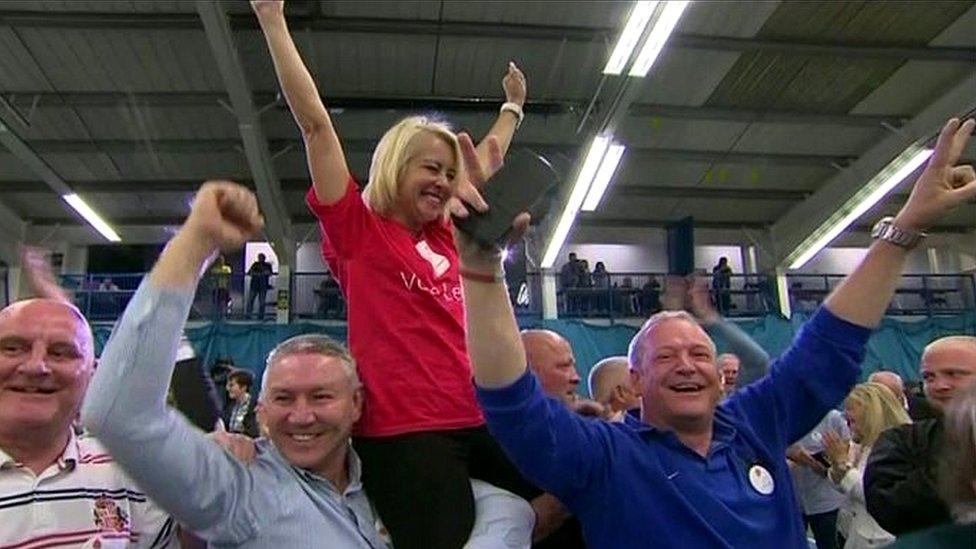 Vote Leave supporters celebrate in Sunderland