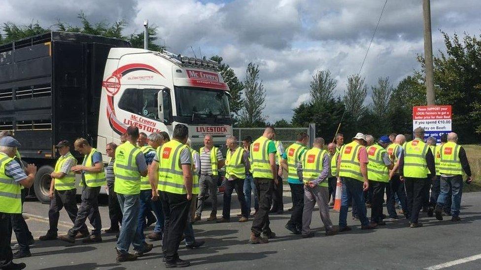 Protest outside a meat processing plant