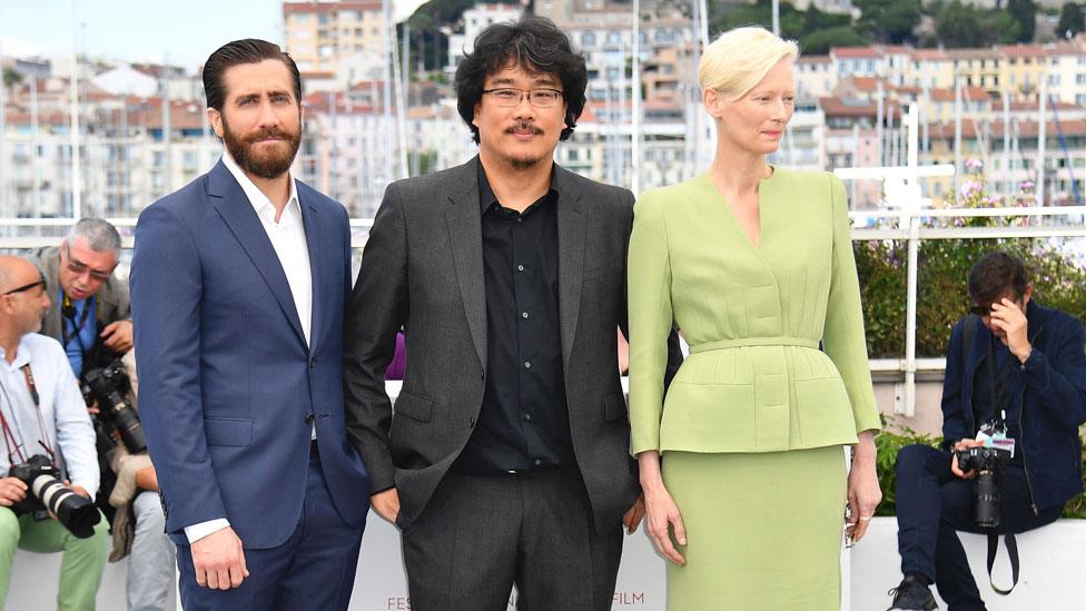 Jake Gyllenhaal, Tilda Swinton and Bong Joon Ho